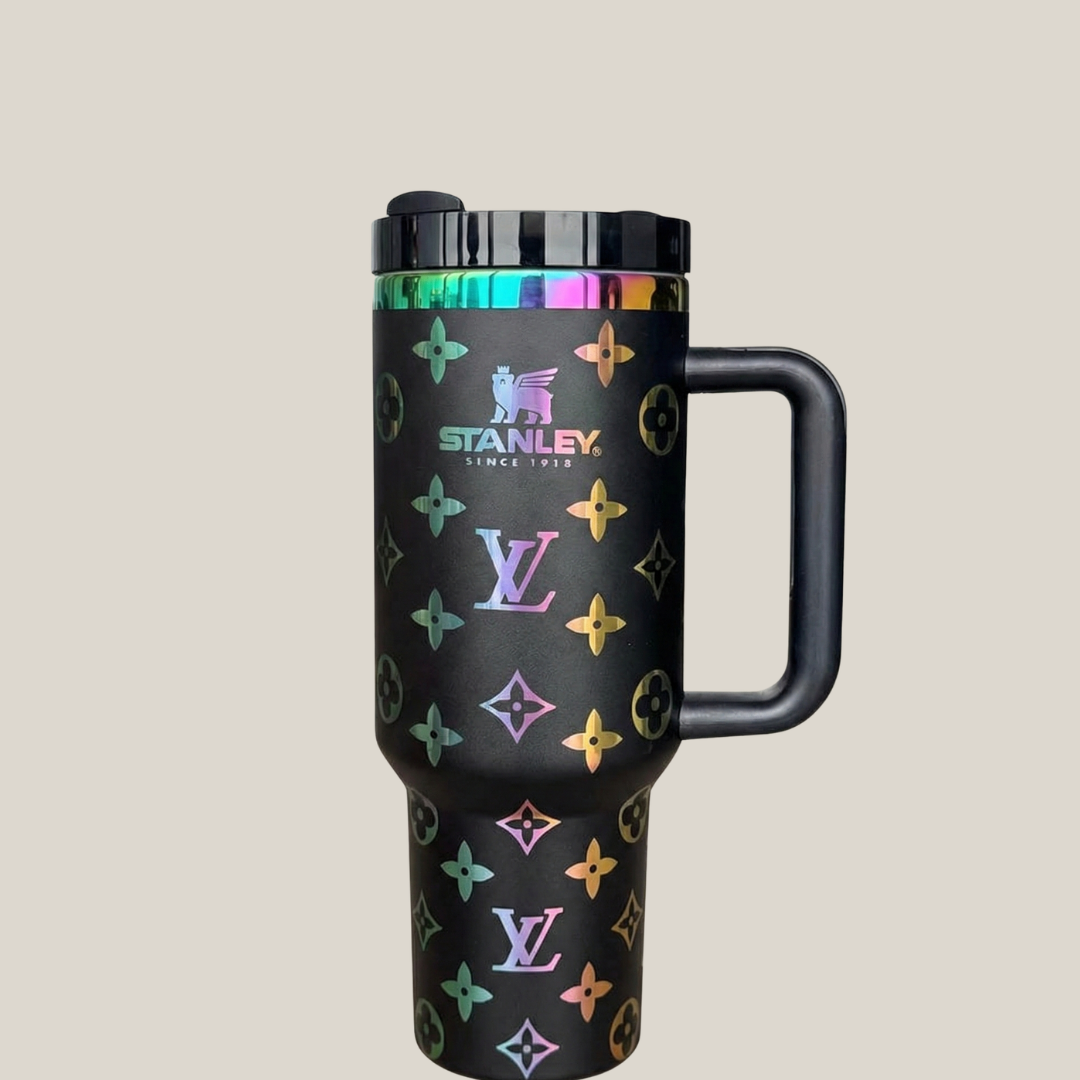 40oz (1.18L) Luxury-Inspired Quencher Tumbler – Rainbow Black