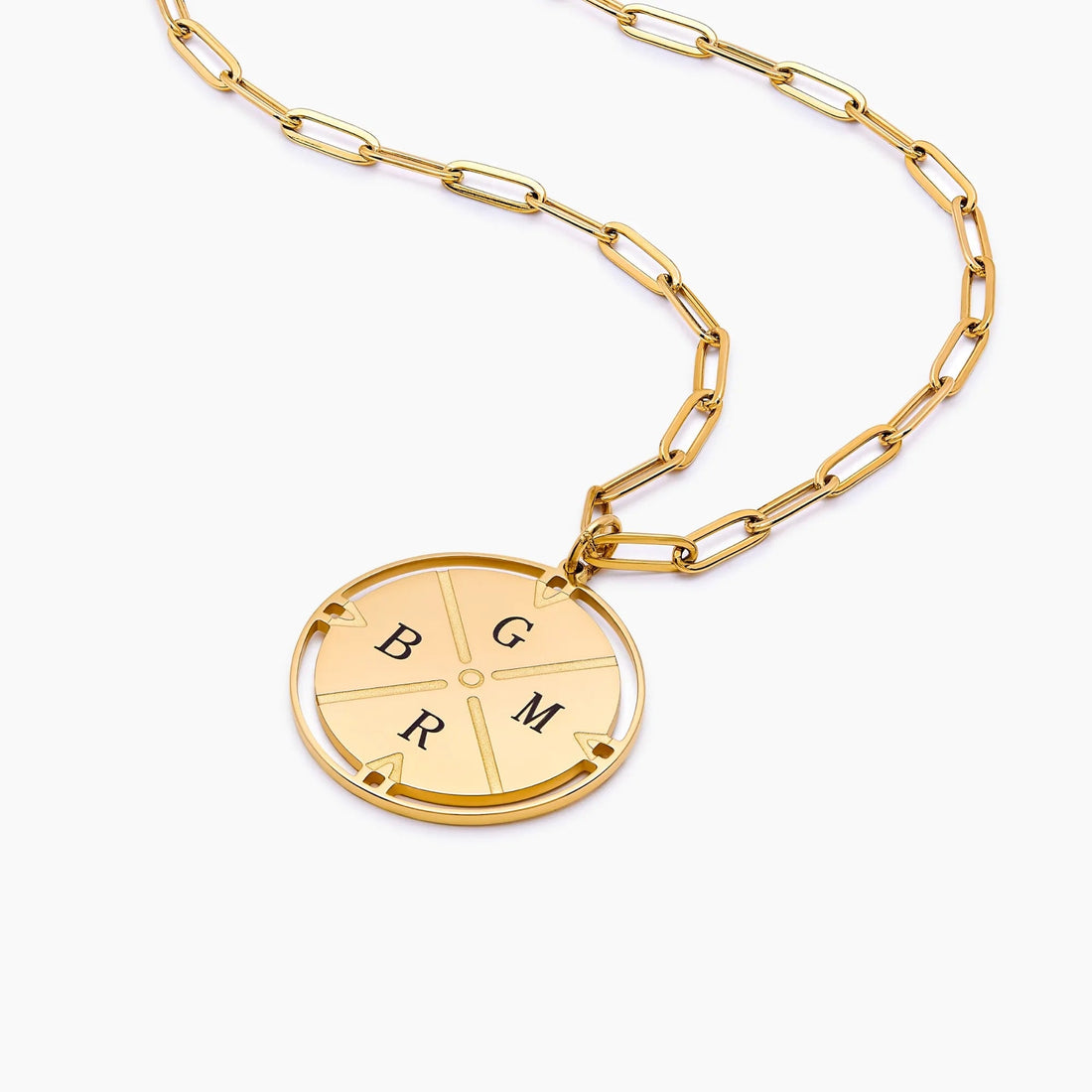 Compass Necklace with Engraved Initial