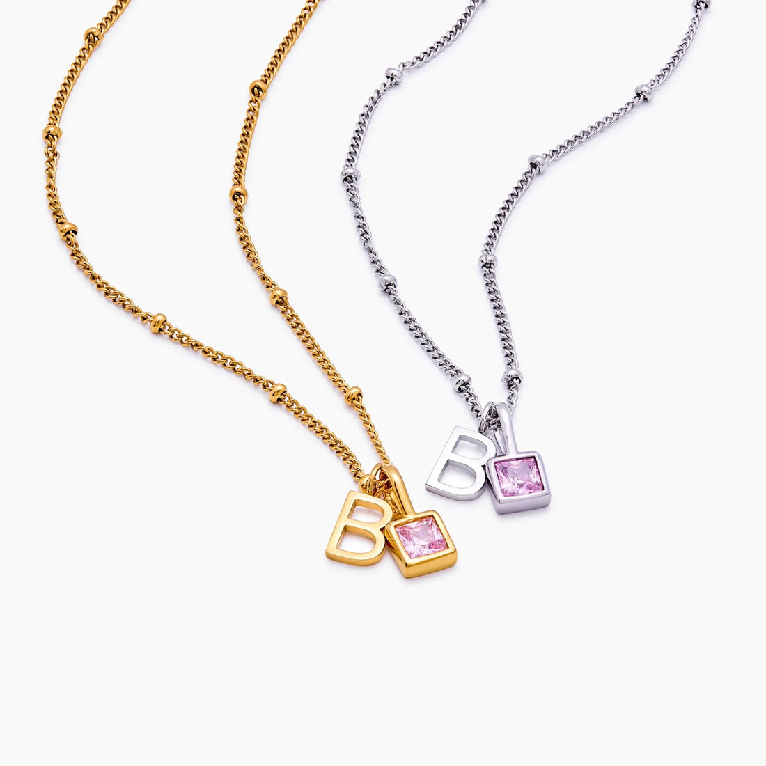 Initial Necklace with Gemstone