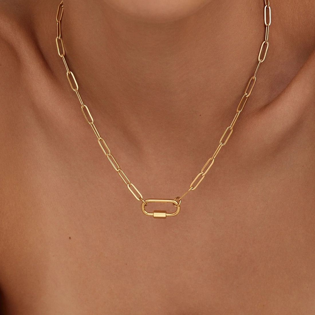Necklace with Charm Carabiner Clasp