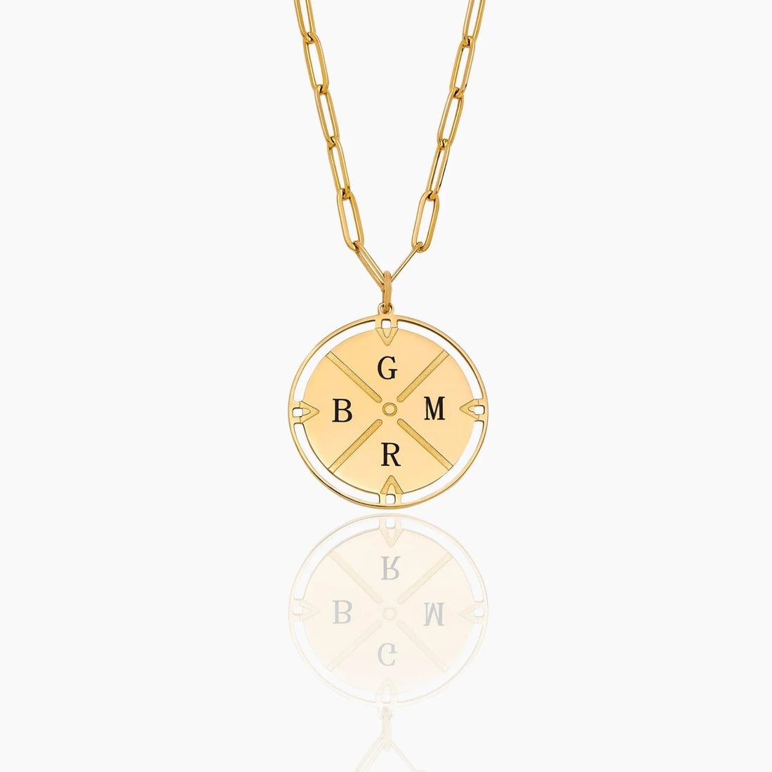 Compass Necklace with Engraved Initial