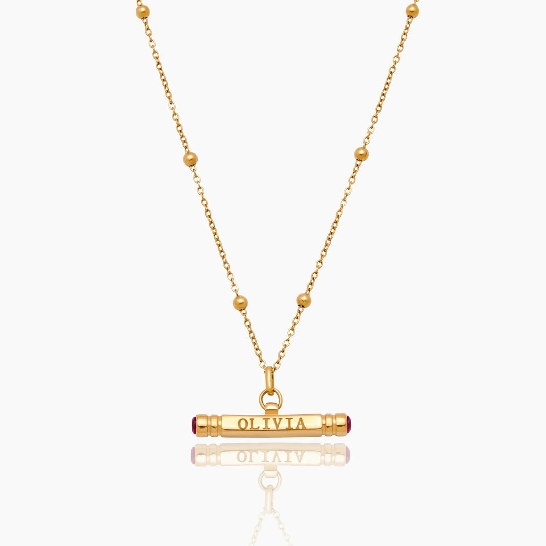 Personalised T-Bar Necklace with Name and Birthstone