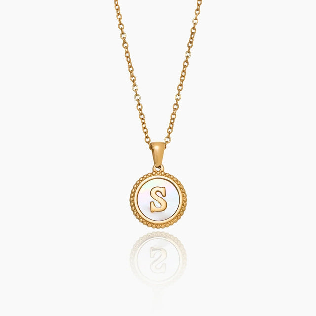 Necklace with Mother-of-Pearl Initial Pendant