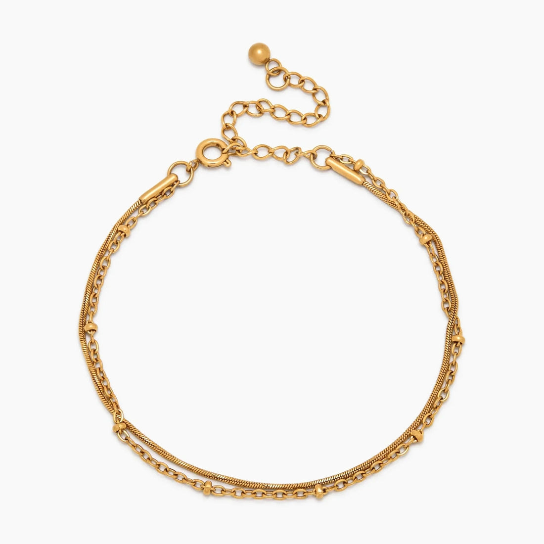 Layered Bracelet with Ball Chain and Snake Chain
