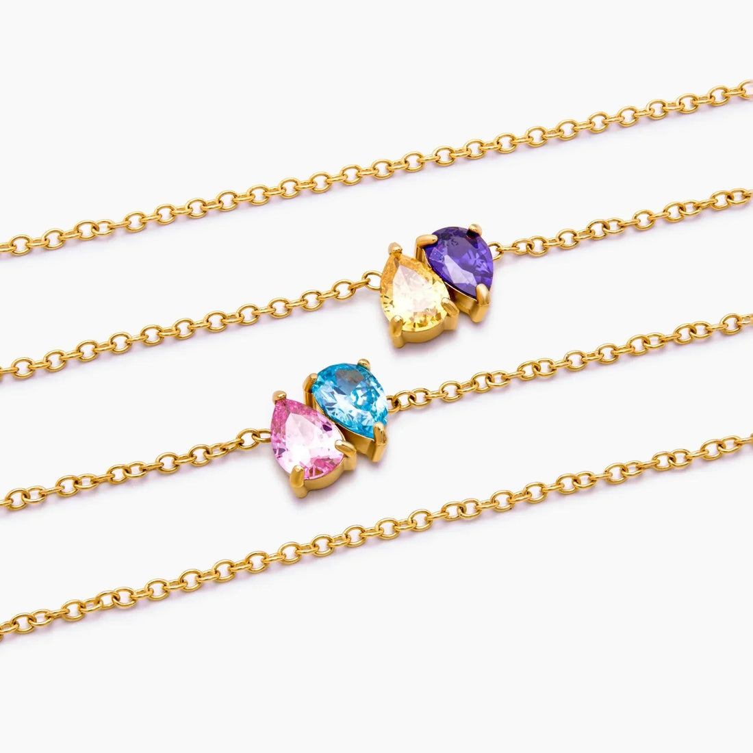Duo Teardrop Birthstone Necklace