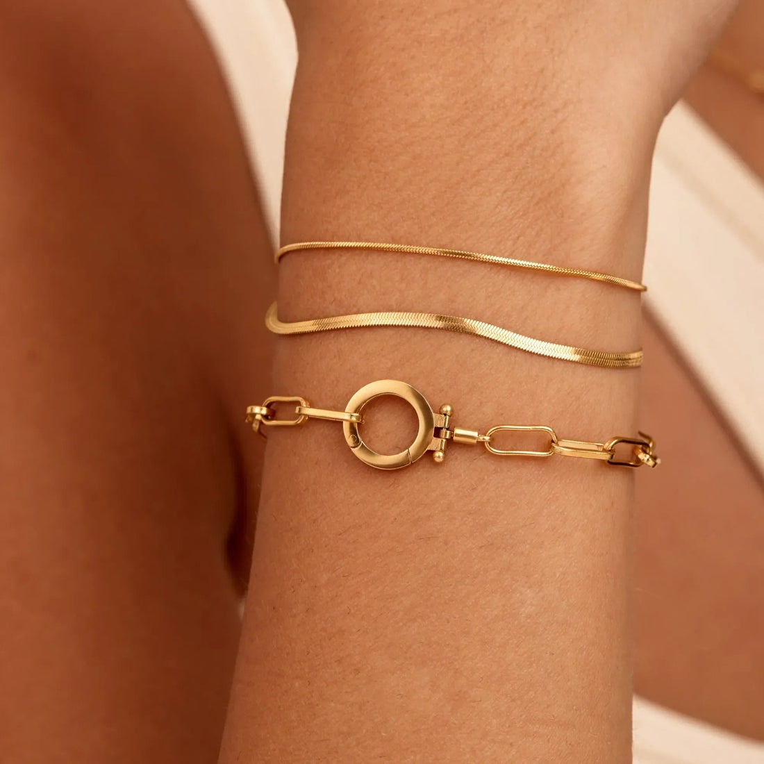 Layered Double Snake Chain Bracelet