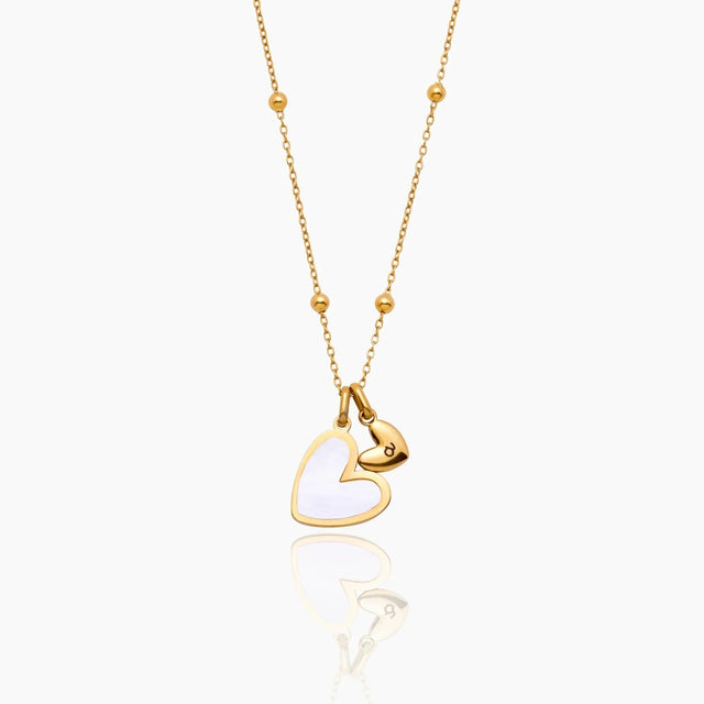 Duo Heart Necklace with Initial