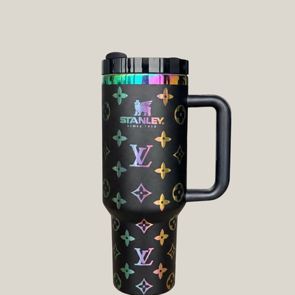 40oz (1.18L) Luxury-Inspired Quencher Tumbler – Rainbow Black