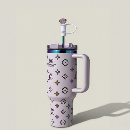 40oz (1.18L) Luxury-Inspired Quencher Tumbler + Luxury Keychain + Gem Straw Topper – Lilac