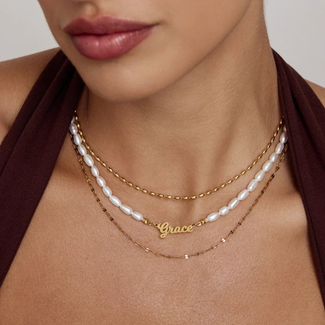 Personalised Name Necklace with Pearls