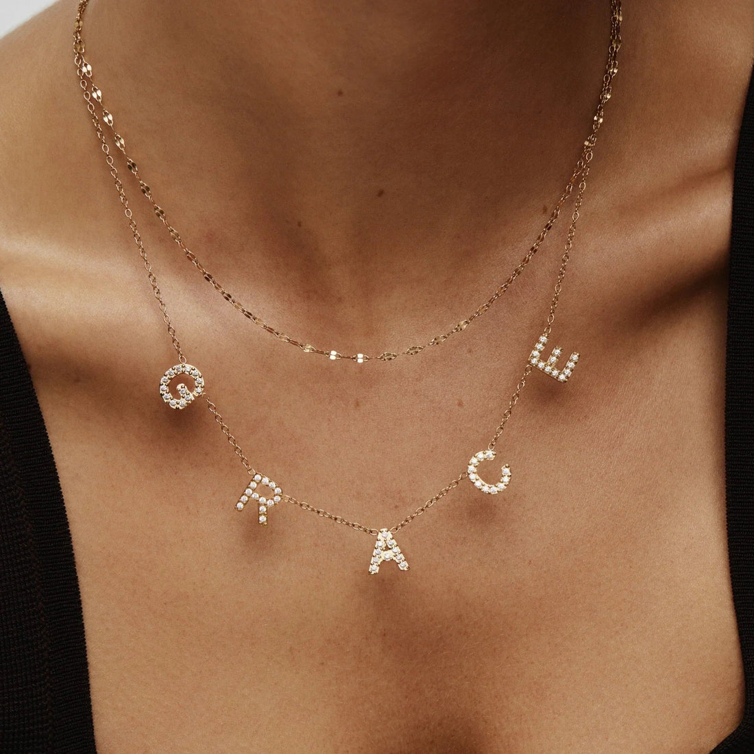 Personalised Name Necklace with Pavé