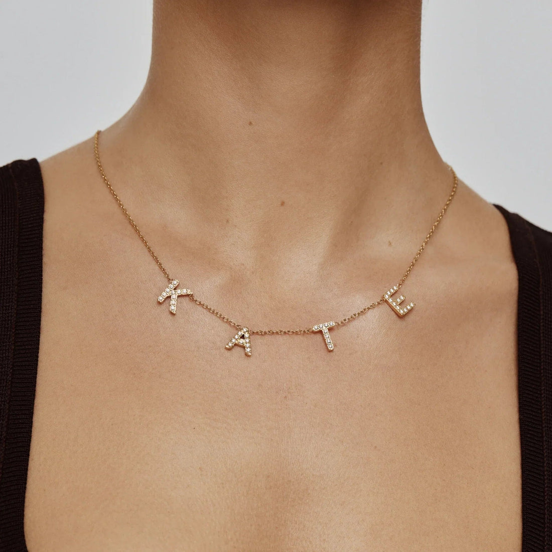 Personalised Name Necklace with Pavé