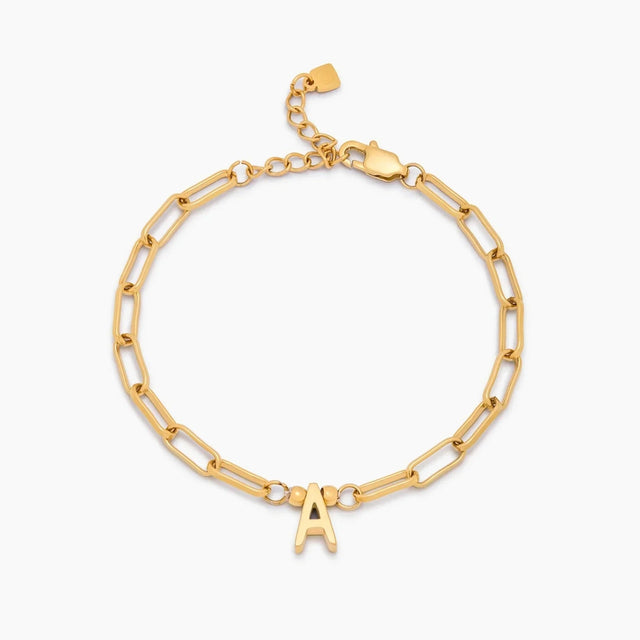 Paperclip Initial Charm Bracelet