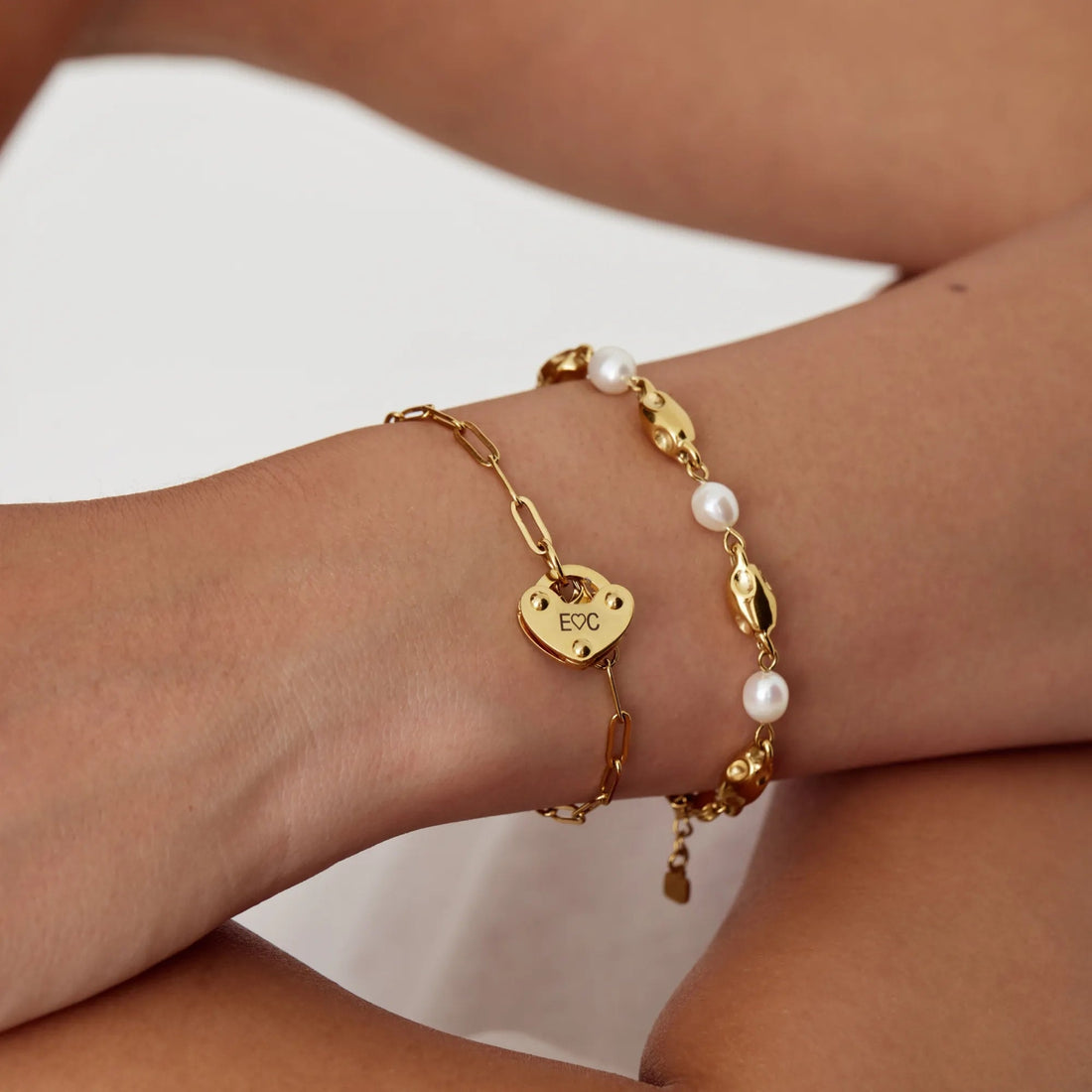 Bracelet with Heart Padlock Charm and Initial