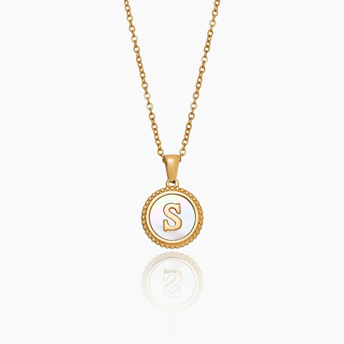 Necklace with Mother-of-Pearl Initial Pendant