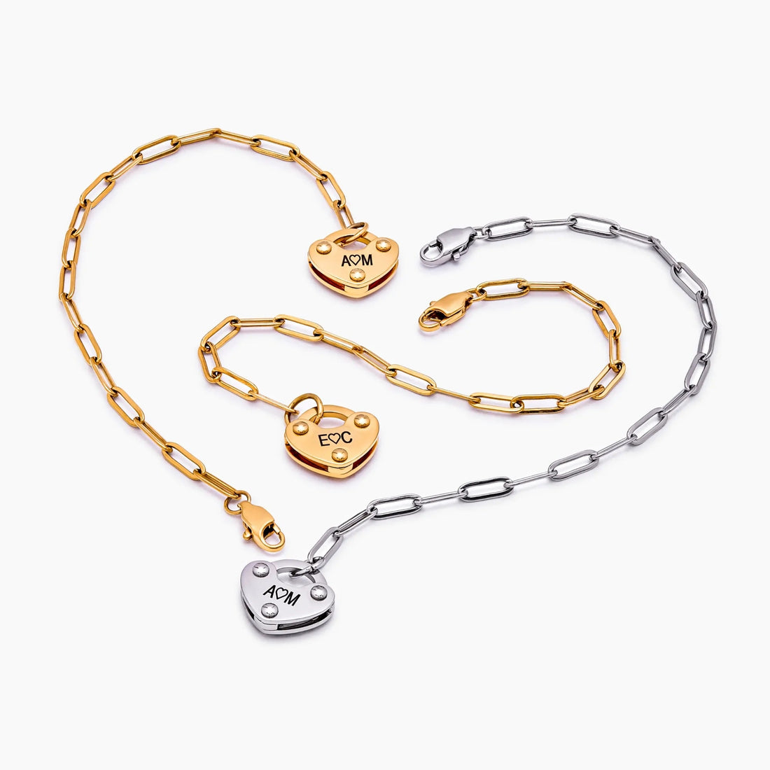 Bracelet with Heart Padlock Charm and Initial