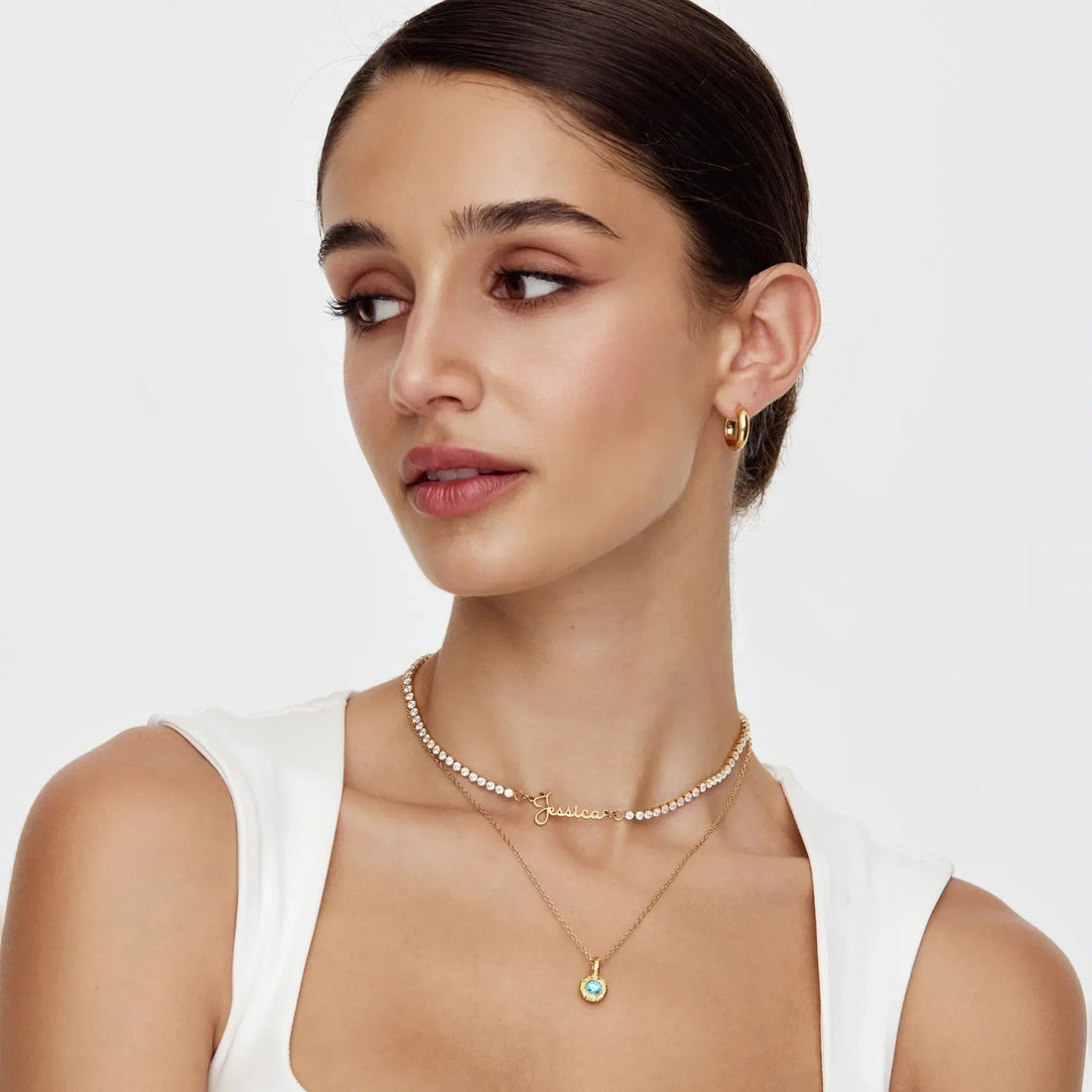 Necklace with Crushed Birthstone Pendant