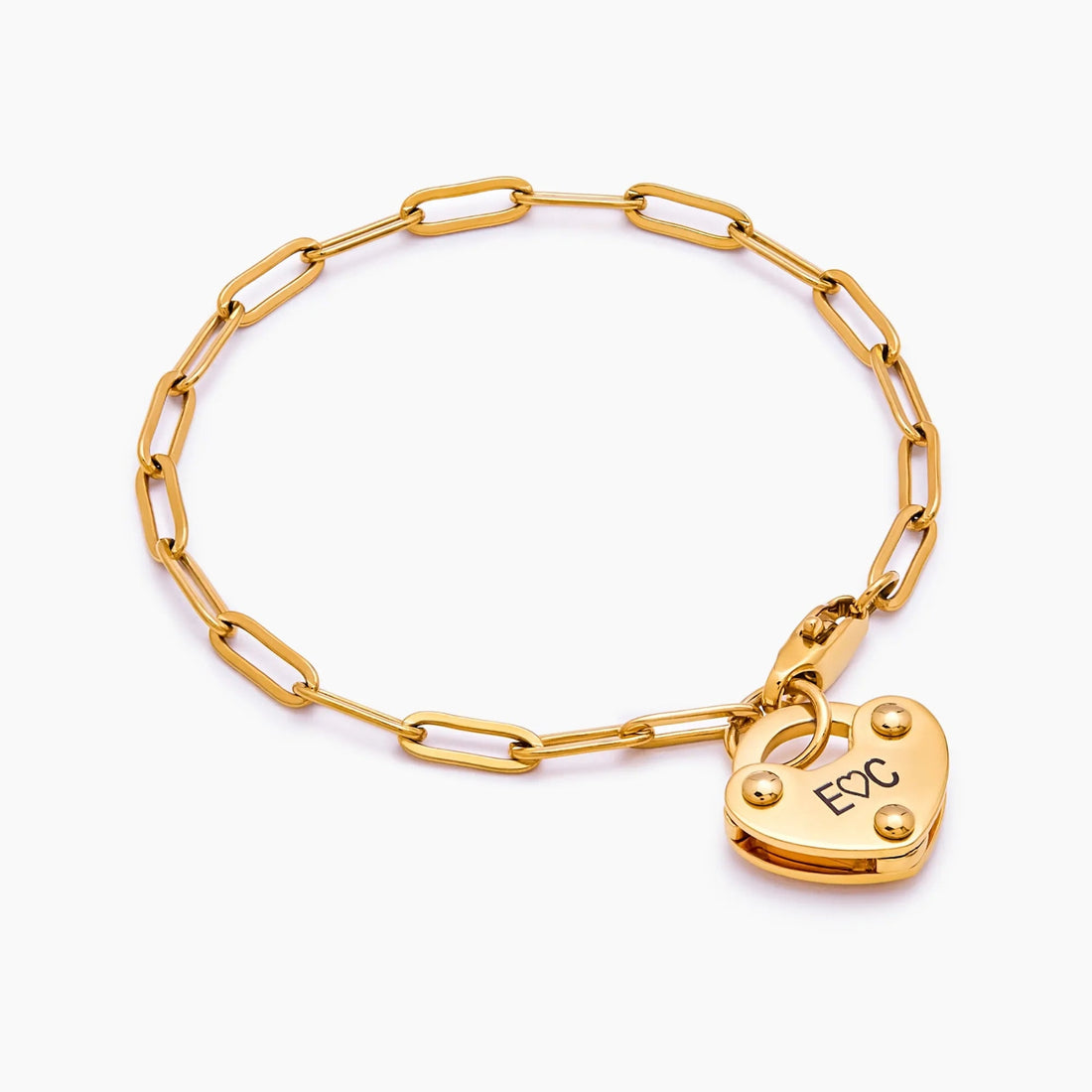 Bracelet with Heart Padlock Charm and Initial