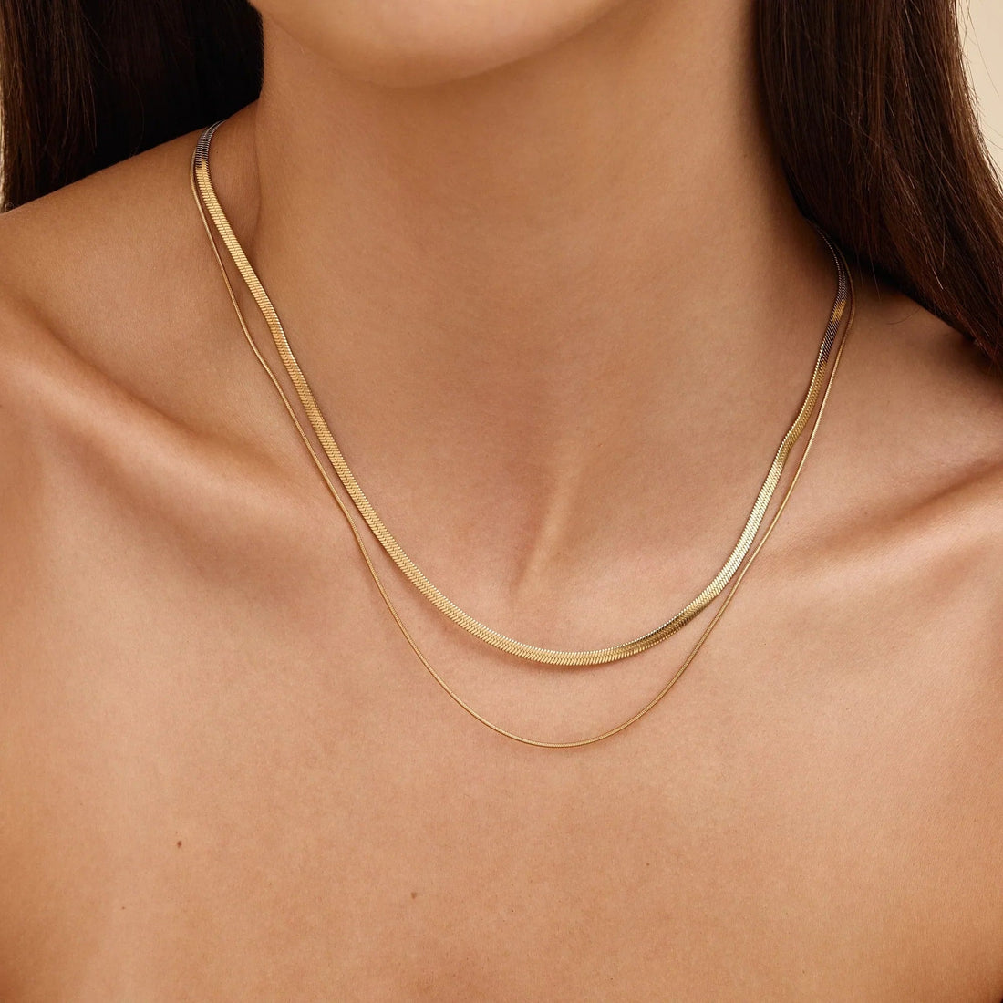 Layered Double Snake Chain Necklace