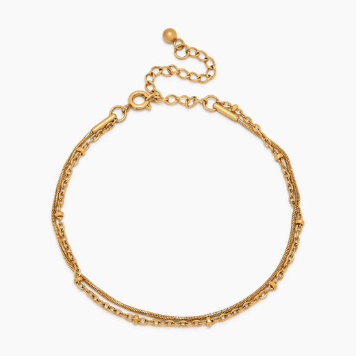 Layered Bracelet with Ball Chain and Snake Chain