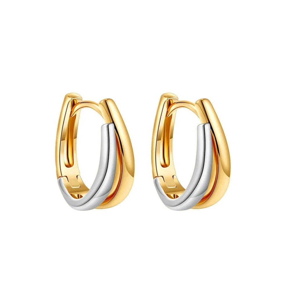 Two-Tone Double Huggie Earrings