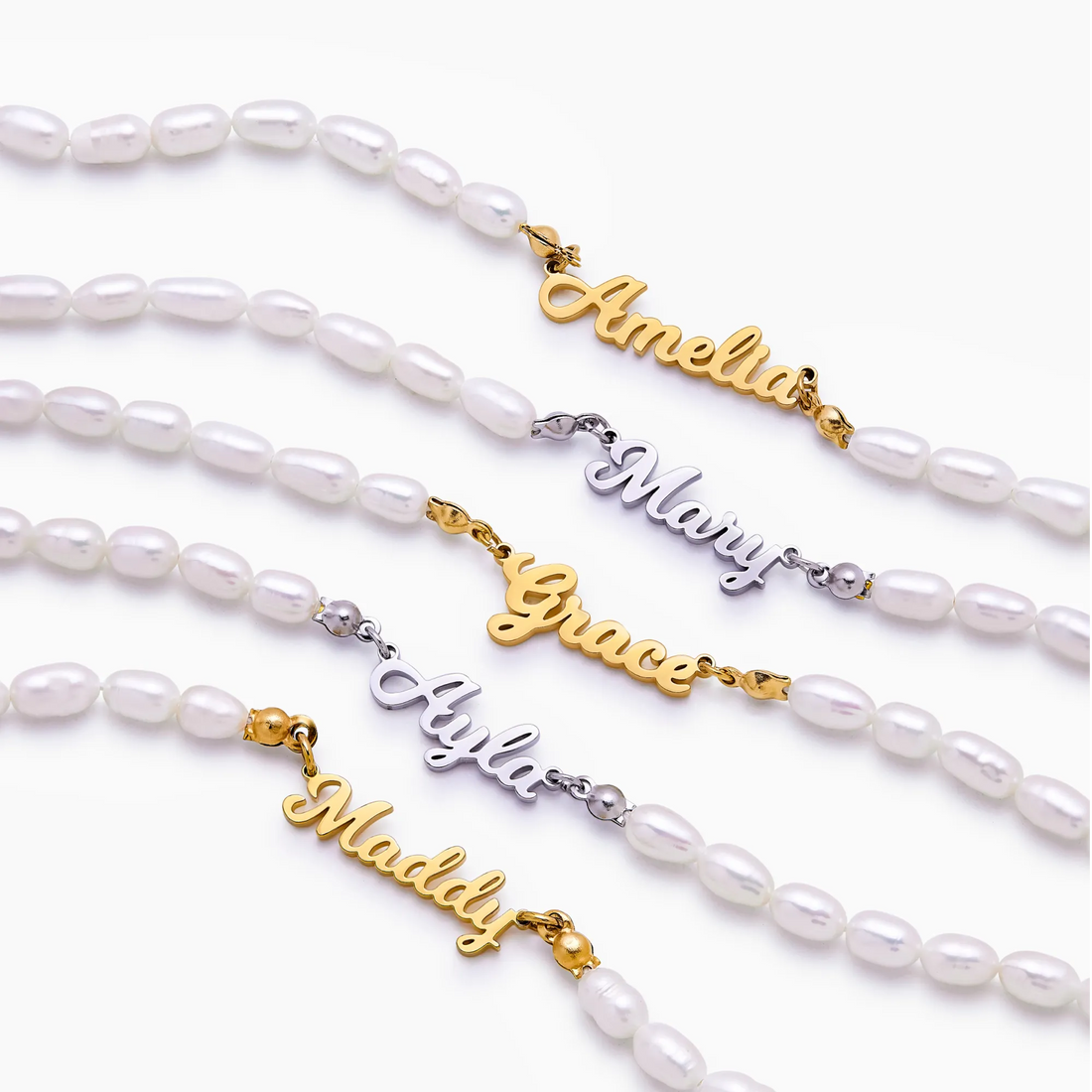 Personalised Name Necklace with Pearls