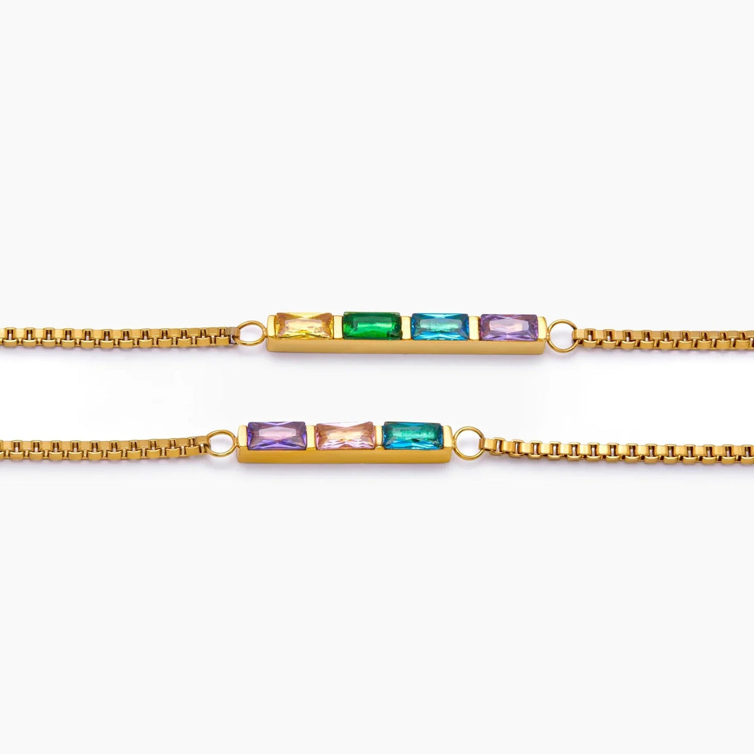 Delicate Baguette Birthstone Bracelet