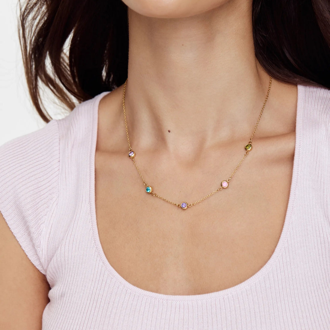 Personalised Necklace with Multiple Birthstones