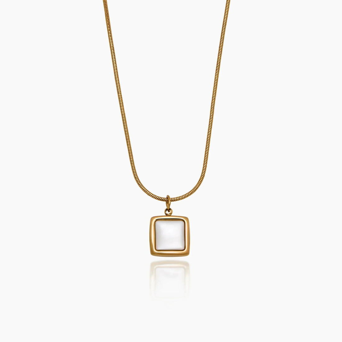 Square Mother-of-Pearl Pendant Necklace