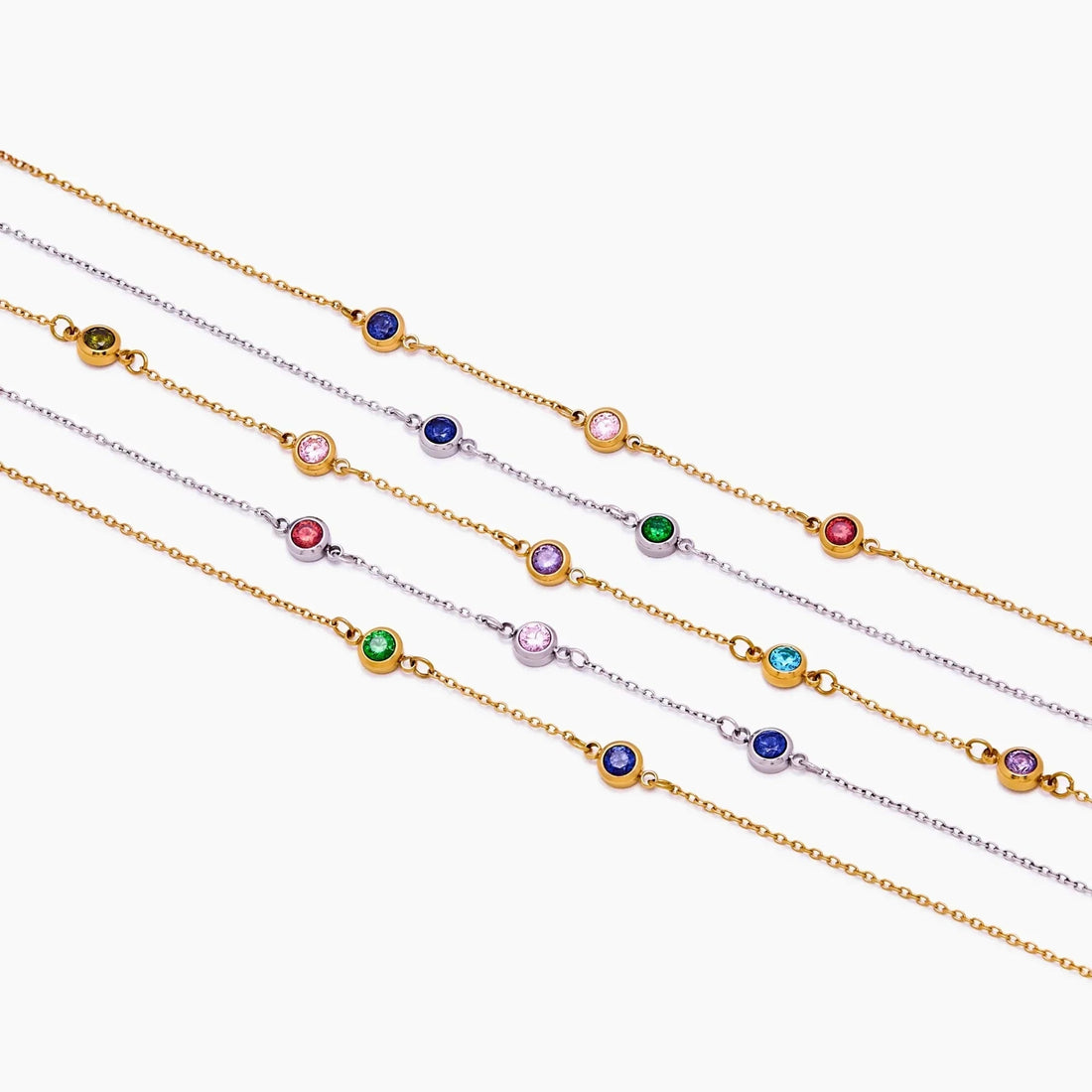 Personalised Necklace with Multiple Birthstones