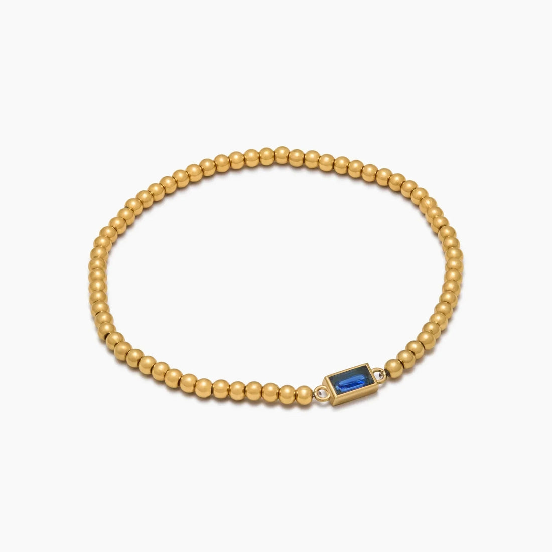 Gold Beaded Bracelet with Birthstone