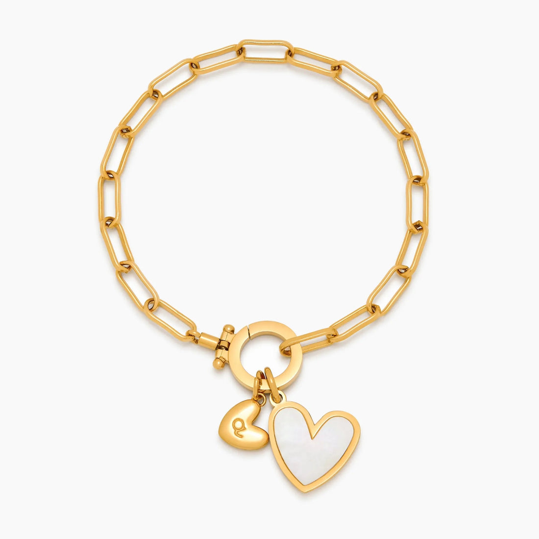Paperclip Duo Bracelet with Initial and Heart