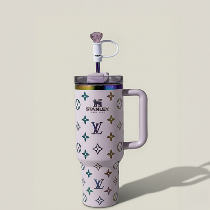 40oz (1.18L) Luxury-Inspired Quencher Tumbler + Luxury Keychain + Gem Straw Topper – Lilac