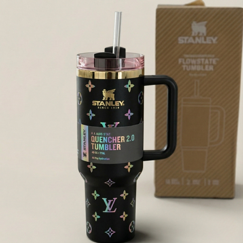 40oz (1.18L) Luxury-Inspired Quencher Tumbler – Rainbow Black